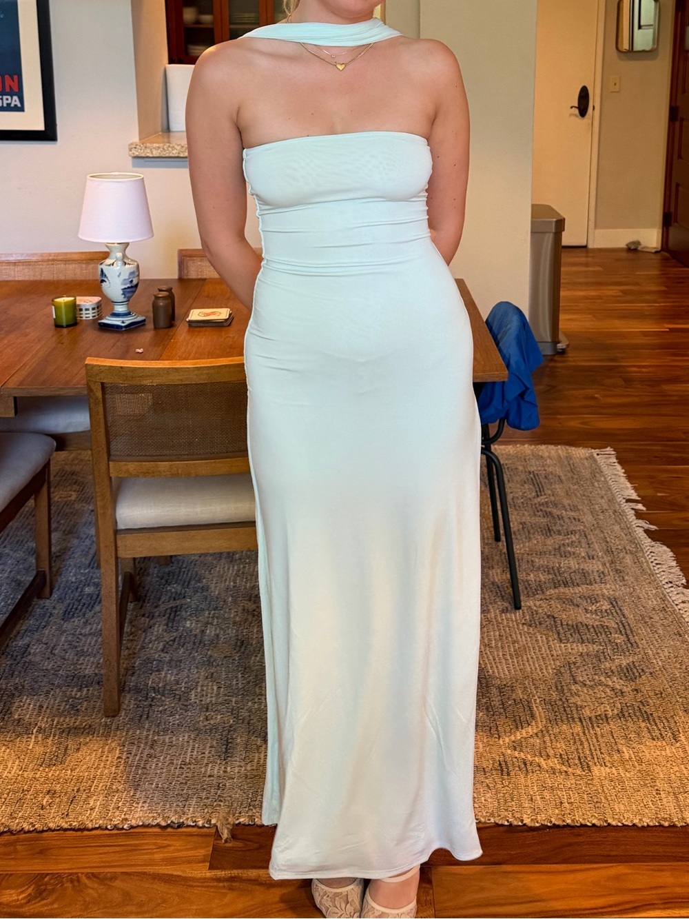 Strapless Mint Column Maxi Dress - Meshki